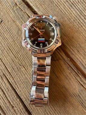 Vostok komandirskie Stainless Steel Men's Watch - Black Dial